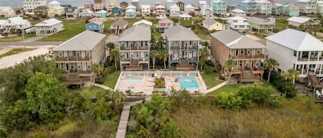 Eastern End Unit (leftmost side of this photo). Lagoon Front w/ dock. Walk2beach