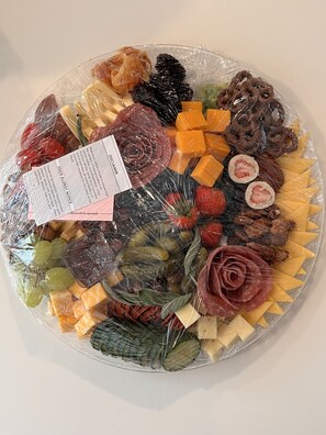Charcuterie by C.L. Creations.
Professional charcuterie board with every stay!!!