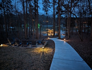 Pathway through backyard to dock