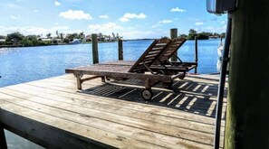 Catch a tan out on the dock and enjoy the dolphins, manatees, herons, and otters