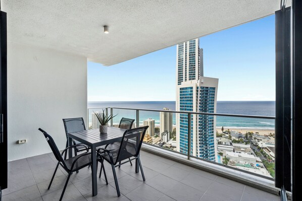 Large open plan balcony allows spectacular sunrises to be enjoyed every morning