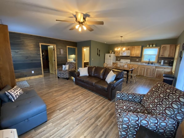 Large, Open Kitchen, Dining &amp; Living Area