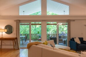 Entertaining is easy as friends and family flow through connected indoor and outdoor spaces