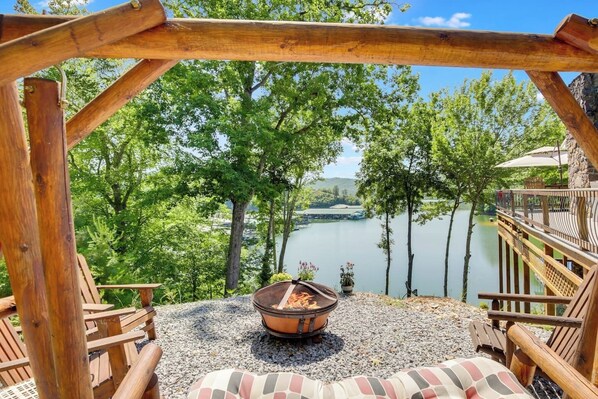 Firepit overlooking the lake