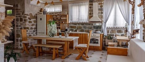 Spacious open-plan sitting area and kitchen