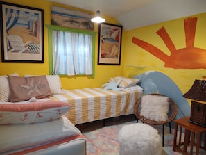 Inside Love Shack with 2 extra long twin beds