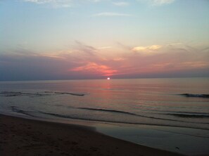 Beautiful sunset at Lakeside Beach - 10 min walk from the cottage