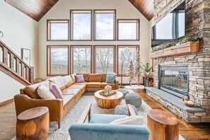 open plan living room, dining room and kitchen