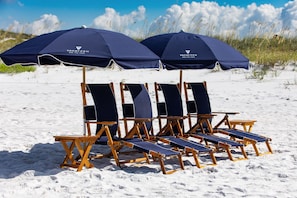 Beach Service: 4 Wooden chaise lounge chairs & 2 umbrellas set up on the beach for you (Seasonal Mar-Sept ONLY), Mexico Beach, FL
