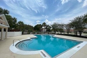 The fully gated pool is located across the street from the house and you will have access to it by key. It is a community pool, though often feels private as many homes in the neighborhood already have a private pool and tend not to use this one.