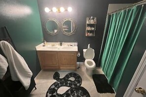 Potions themed upstairs bathroom. 