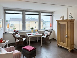 Wohnzimmer der Ferienwohnung Watt'n Blick in Wittdün auf Amrum