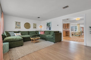Extra deep, oversized velvet sectional.