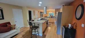 Looking at the kitchen from the family room.