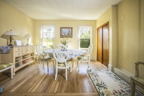 Dining room overlooking open space.