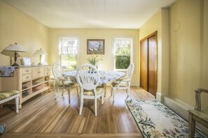 Dining room overlooking open space.