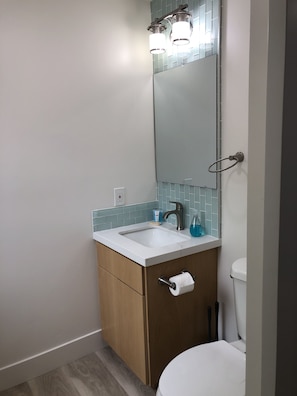 Separate toilet and sink area