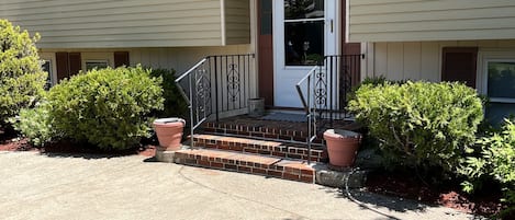 FRONT OF HOUSE, with circular driveway