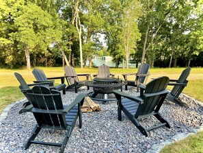 Shared fire pit between neighboring house