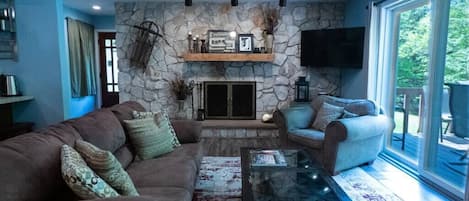 Electric Fireplace and Large Mantle