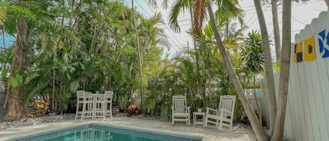 Heated Pool with Dining, Sitting and Lounging Area