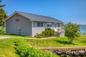 Side view of house near beach area