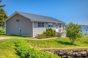 Side view of house near beach area