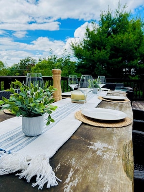 set the table and enjoy the mountain views