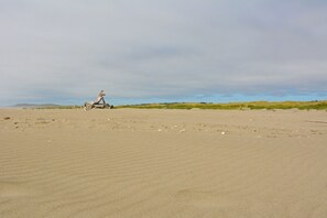 The beach is just a five or six minute walk from the edge of the property.