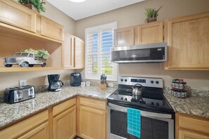 Fully Equipped Kitchen#Disney #Parks #kingdom #springs #Vacation #Rental #waterpark #Kissimmee #Orlando #universal #citywalk #hotspot #shortstay #longstay #resort #calypsokay #runawaybeachclub