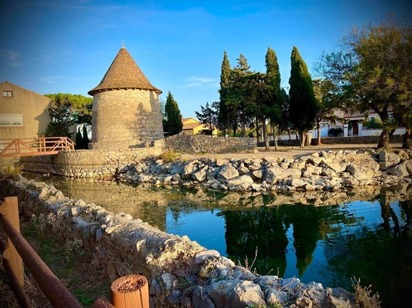 pond and old mill nearby