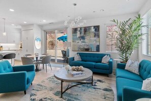 Welcome to Desert Serenity, a 2-bedroom & 2-bath, catering to those seeking a modern retreat.