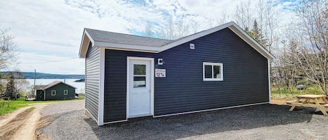 Front door and parking area 