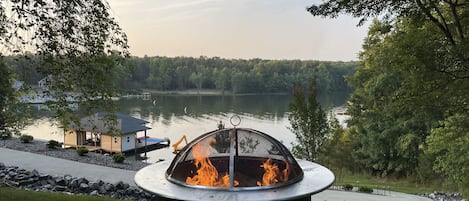 Summer evening around the fire pit.  What a view!