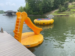Water trampoline and water slide