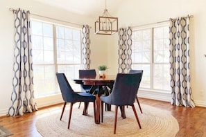 Our cheerful breakfast nook with lots of natural light..