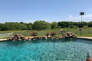 Your beautiful pool overlooking the horse pastures.
