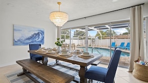 Our elegant and inviting dining area, the perfect spot to enjoy an intimate meal.