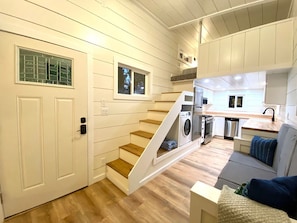 Tiny homes are the future! This beautiful "tiny" home is comfy and inviting with its modern farmhouse style. Feel home while away from home with everything you will need for your adventurous s