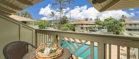 Private lanai overlooking the community pool