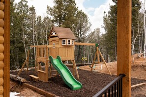"We spent time on the bench swing, tree swing, and exploring the backyard." - K