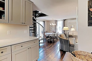 Upstairs living area. Views of mount snow ski area from north side windows.