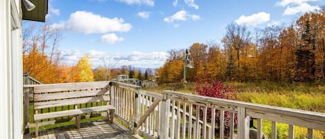 Beautiful deck from living room leading to the chairlift.