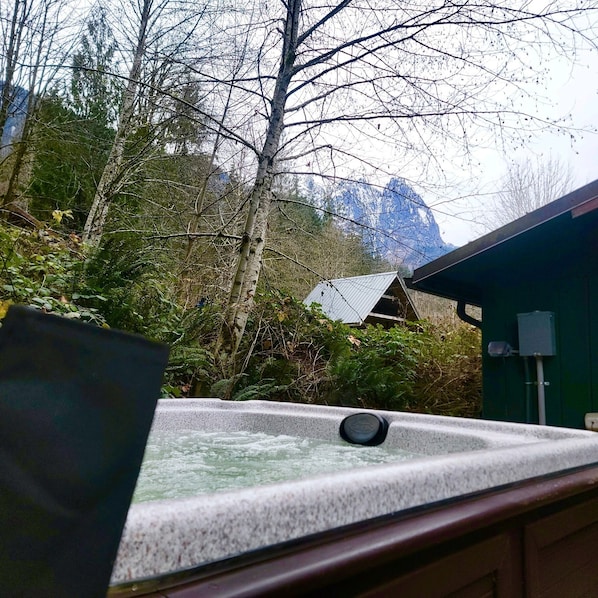 BRAND NEW, just installed tub with a mountain view!