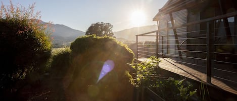 Enjoy mountain views from the deck and garden