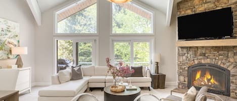 Vaulted ceilings and tons of natural light in the common spaces.