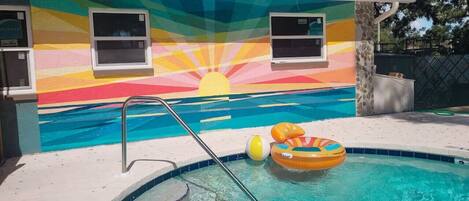 We supply lots of pool floats during your stay, I also have lots of solar lighting both in and out of the pool for night time enjoyment!