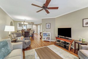 comfortable first floor villa with spacious living space