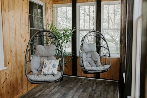 Porch swings make a fun place to hang out
