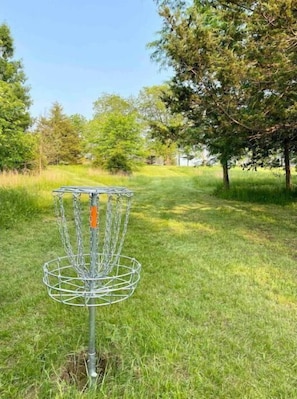 Disc golf target. Discs available in play room (please return after use!) 